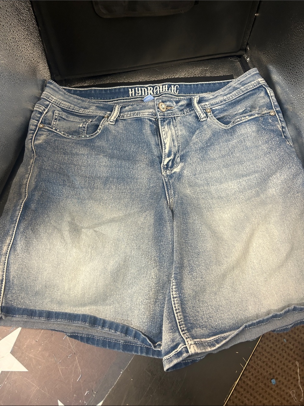Hydraulic Faded Light Blue Denim Shorts